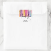 Regenboogstrips met Faux Gold Glitter Baby shower Vierkante Sticker (Tas)