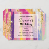 Regenboogstrips met Faux Gold Glitter Birthday Kaart (Voorkant / Achterkant)