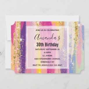 Regenboogstrips met Faux Gold Glitter Birthday Kaart