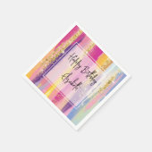 Regenboogstrips met Faux Gold Glitter Birthday Servet (Hoek)