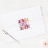 Regenboogstrips met Faux Gold Glitter Business Vierkante Sticker (Envelop)