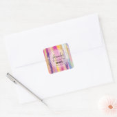 Regenboogstrips met Faux Gold Glitter Candle Biz Vierkante Sticker (Envelop)
