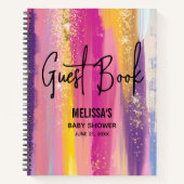 Regenboogstrips met Faux Gold Glitter Guest Book Notitieboek (Voorkant)