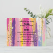 Regenboogstrips met Faux Gold Glitter Wedding Kaart (Staand voorkant)