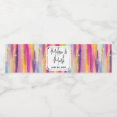 Regenboogstrips met Faux Gold Glitter Wedding Waterfles Etiket (Enkel label)