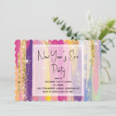 Regenboogstrips met goudglitter, nieuw jaar oud kaart (Staand voorkant)