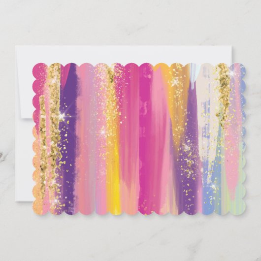 Regenboogstrips met goudglitter, nieuw jaar oud kaart (Achterkant)