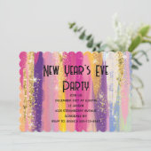 Regenboogstrips met goudglitter, nieuw jaar oud kaart (Staand voorkant)