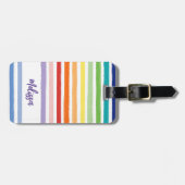 Regenboogstrips monogram bagagelabel (Voorkant horizontaal)