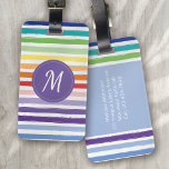 Regenboogstrips monogram bagagelabel<br><div class="desc">Reis in stijl met dit moderne design</div>