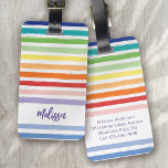 Regenboogstrips monogram bagagelabel<br><div class="desc">Reis in stijl met dit moderne design</div>