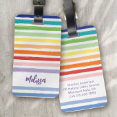 Regenboogstrips monogram bagagelabel