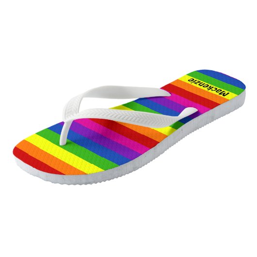 Regenboogstrips Monogram Cute Gay Pride Teenslippers (Schuin)