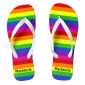 Regenboogstrips Monogram Cute Gay Pride Teenslippers (Voetbed)
