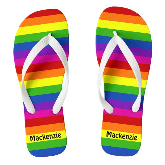 Regenboogstrips Monogram Cute Gay Pride Teenslippers (Voetbed)