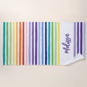 Regenboogstrips monogram strandlaken (Voorkant)