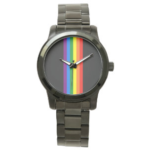 Regenboogstrips op ondersteuning voor zwarte homep horloge