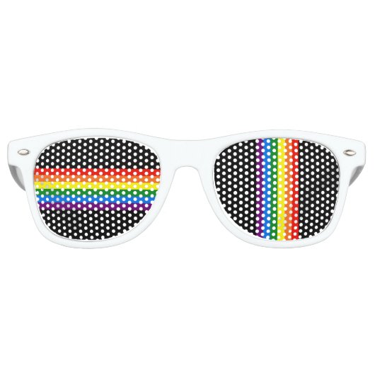 Regenboogstrips op ondersteuning voor zwarte homep retro zonnebril (Voorkant)
