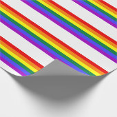 Regenboogstrips op wit cadeaupapier (Hoek)
