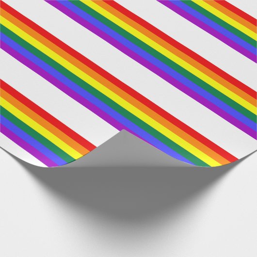 Regenboogstrips op wit cadeaupapier (Hoek)