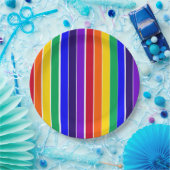 Regenboogstrips Papieren Bordje (Feest)