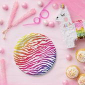 Regenboogstrips Papieren Bordje (Feest)