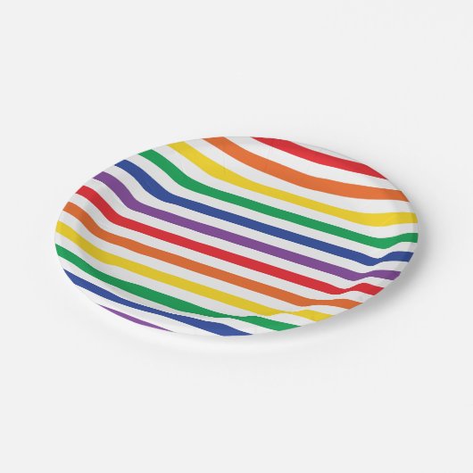 Regenboogstrips Papieren Bordje (Gekanteld)