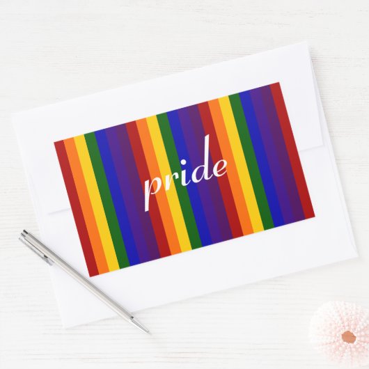 Regenboogstrips Rechthoekige Sticker (Envelop)