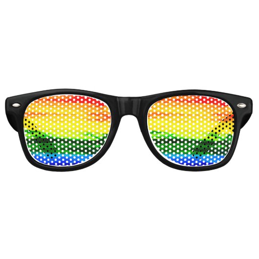 Regenboogstrips Retro Zonnebril (Voorkant)