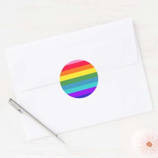 Regenboogstrips Ronde Sticker (Envelop)