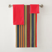 Regenboogstrips + rood bad handdoek (Insitu)