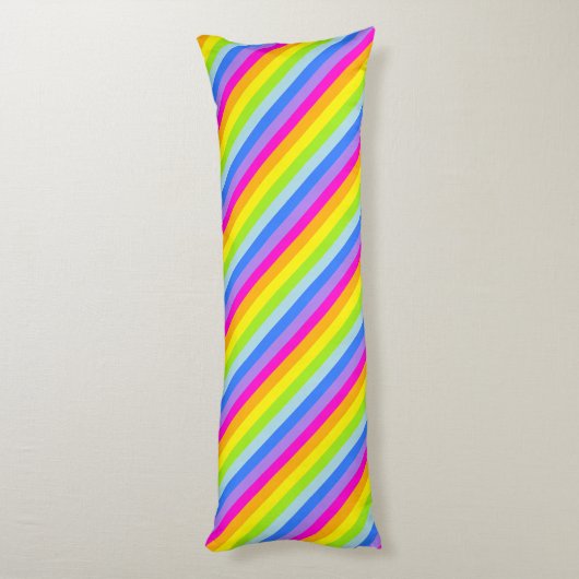 Regenboogstrips roze, felle langwerpige kussen (Achterkant (Verticaal))