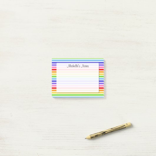 Regenboogstrips, speciaal aangepast 4 x 3 post-it® notes (Op bureau)