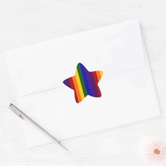 Regenboogstrips Ster Sticker (Envelop)