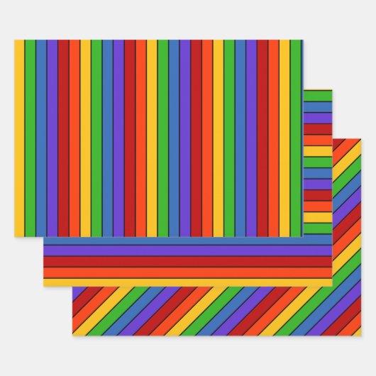Regenboogstrips Verticaal horizontaal diagonaal Inpakpapier Vel (Set)