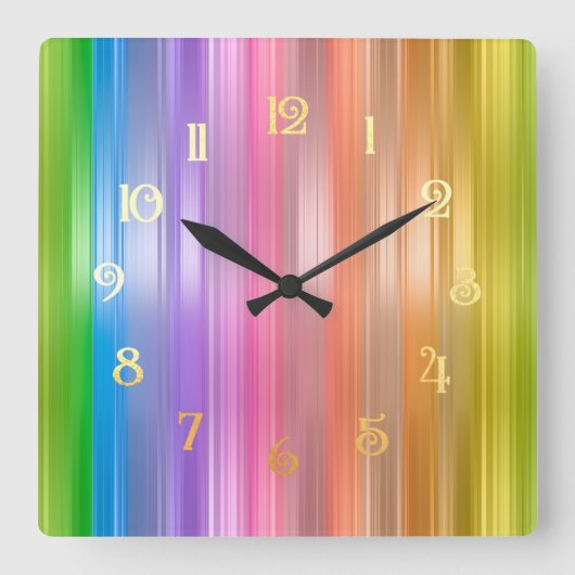 Regenboogstrips Vierkante Klok (Voorkant)
