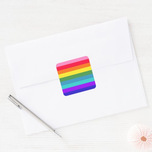 Regenboogstrips Vierkante Sticker (Envelop)