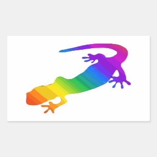 Regenboogstrips voor salamander rechthoekige sticker
