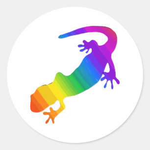 Regenboogstrips voor salamander ronde sticker