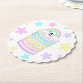 Regenboogtaart met Pastel Sterren Kartonnen Onderzetters (Gekanteld)