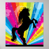 Regenboogtechniek Silhouette-kweekpaard Poster (Voorkant)
