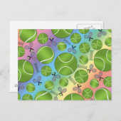 Regenboogtenballen, rackets en netten briefkaart (Voorkant / Achterkant)