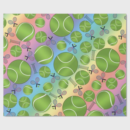 Regenboogtenballen, rackets en netten cadeaupapier (Vlak)