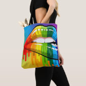 Regenboogterugkerende canvas tas (Dichtbij)