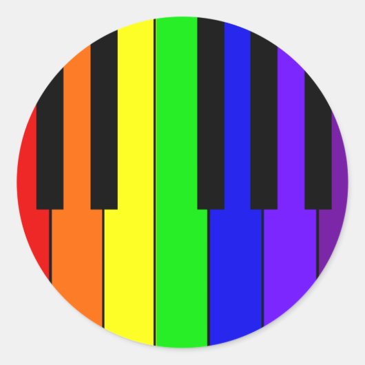 Regenboogtoetsenbord Ronde Sticker (Voorkant)