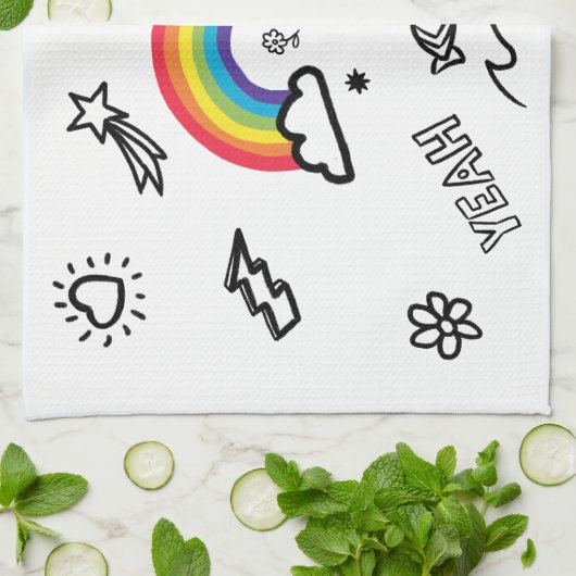 Regenboogtorchon Theedoek (Gevouwen)