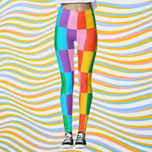 Regenboogtreden Kleurenblok Leggings – Vetgedrukte
