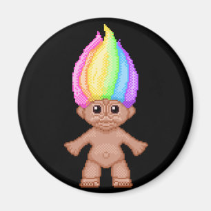 Regenboogtroll, pixelkunst, kawaii, dampgolf, nost magneet
