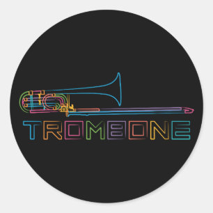 Regenboogtrombone Ronde Sticker