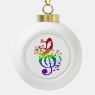Regenboogtrommel schonen en Muzieknoten Keramische Bal Ornament
